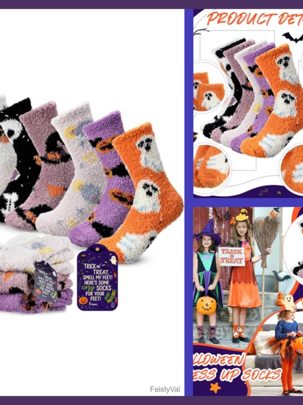 6 Pairs Halloween Fuzzy Socks Coral Fleece Slipper Socks Gift
